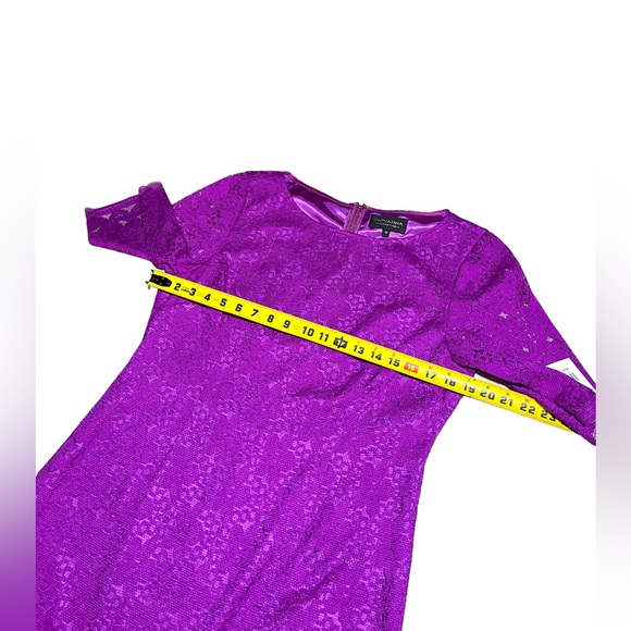 Giovanna lace 3/4 sleeve violet colored shift dress size 10 - Picture 9 of 13